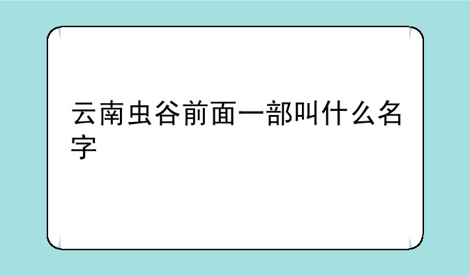云南虫谷前面一部叫什么名字