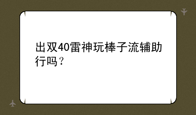出双40雷神玩棒子流辅助行吗？