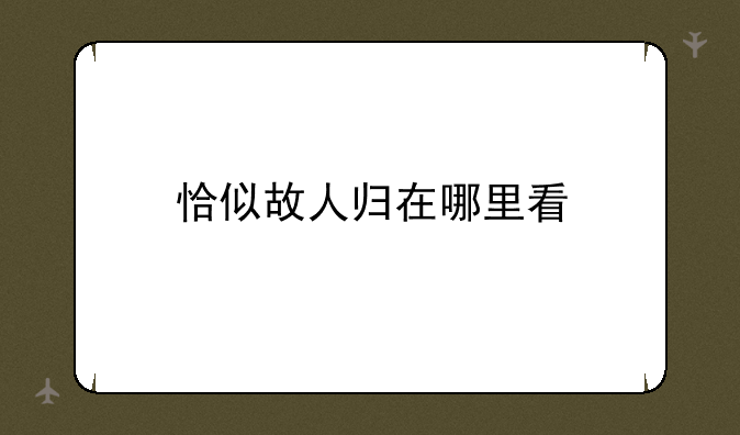 恰似故人归在哪里看