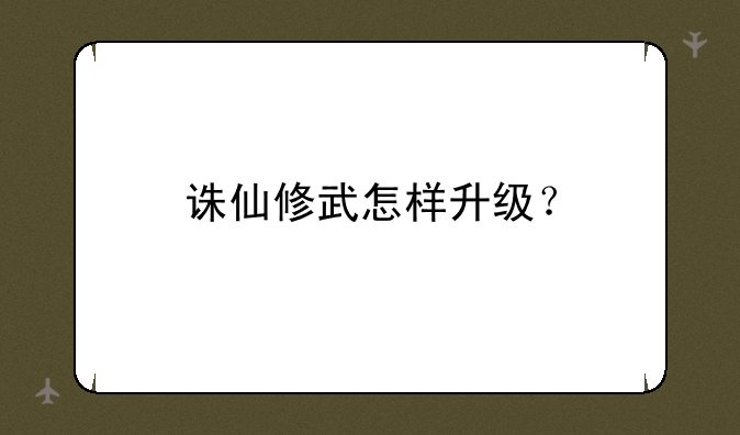 诛仙修武怎样升级？