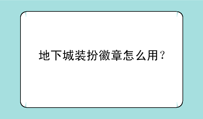 地下城装扮徽章怎么用？