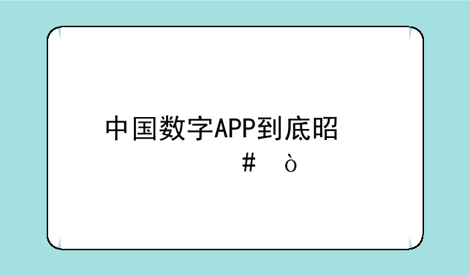 中国数字APP到底是个什么？