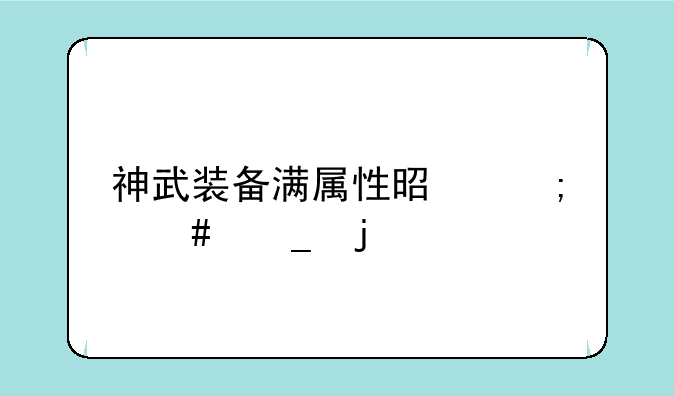 神武装备满属性是怎么算的