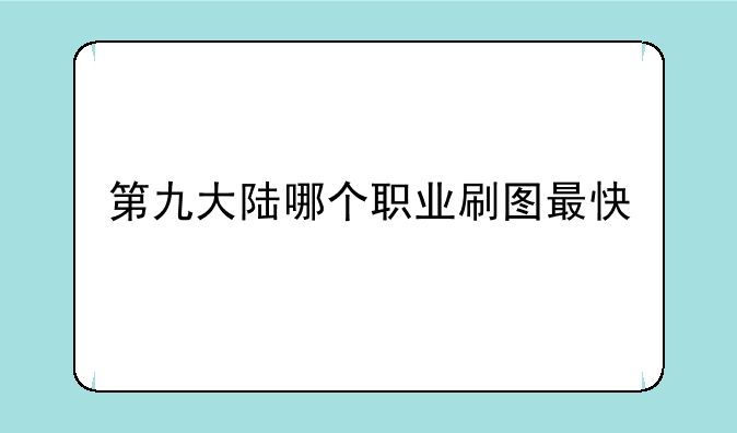 第九大陆哪个职业刷图最快