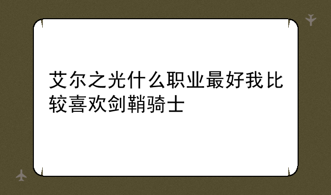 艾尔之光什么职业最好我比较喜欢剑鞘骑士