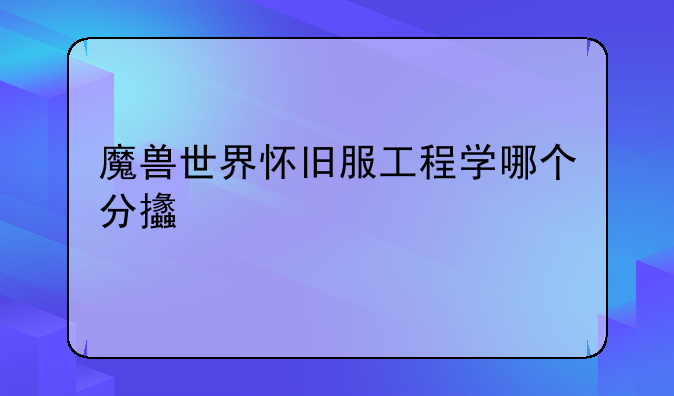魔兽世界怀旧服工程学哪个分支好