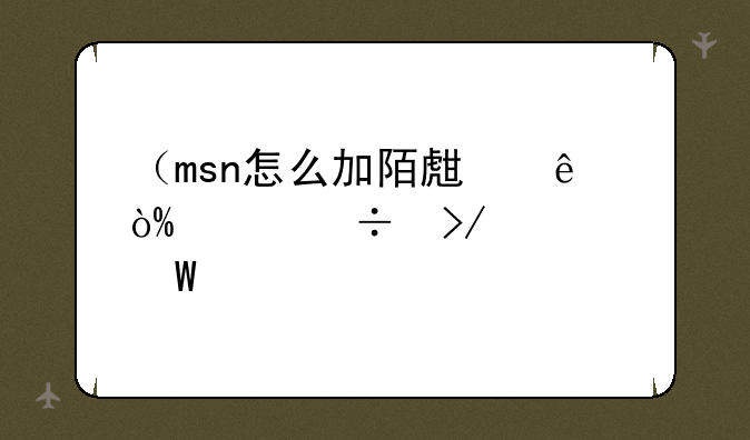 （msn怎么加陌生人）msn好友如何找回