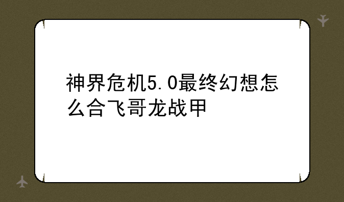 神界危机5.0最终幻想怎么合飞哥龙战甲