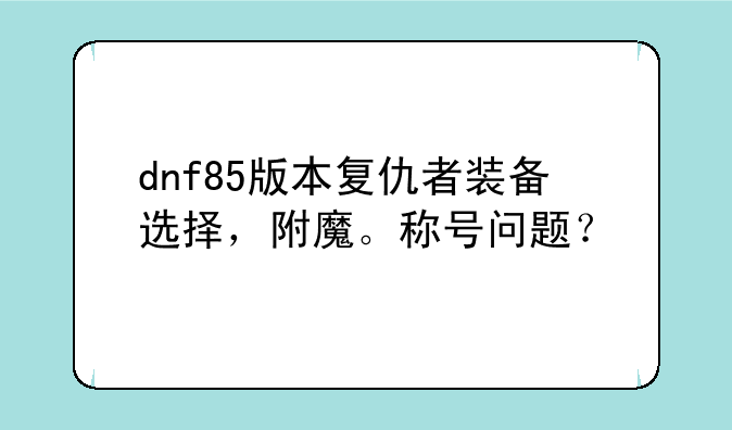 dnf85版本复仇者装备选择，附魔。称号问题？