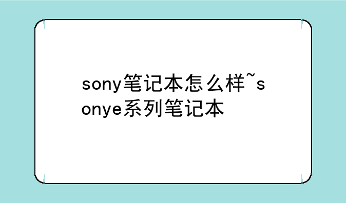sony笔记本怎么样~sonye系列笔记本