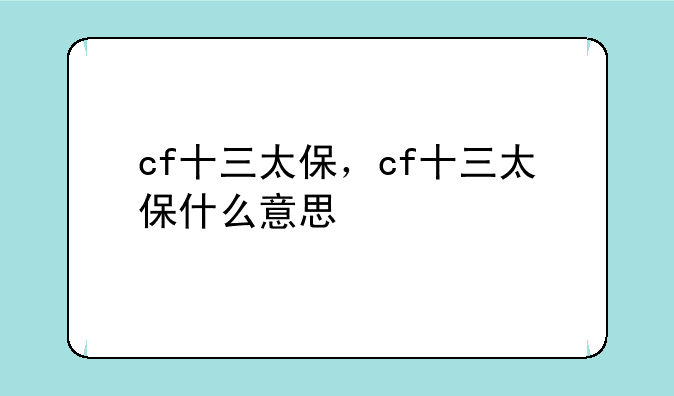 cf十三太保，cf十三太保什么意思