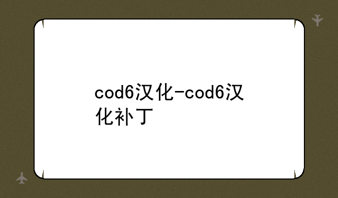 cod6汉化-cod6汉化补丁