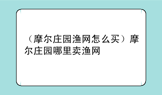 （摩尔庄园渔网怎么买）摩尔庄园哪里卖渔网