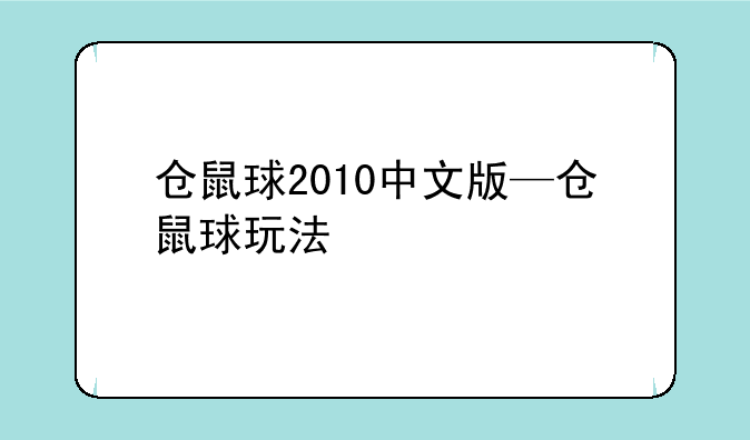 仓鼠球2010中文版—仓鼠球玩法