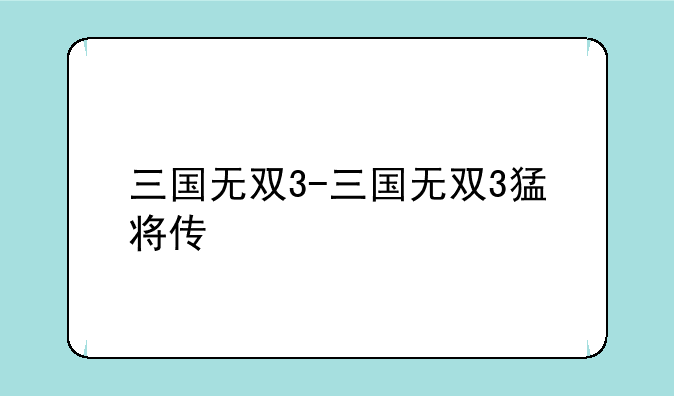 三国无双3-三国无双3猛将传