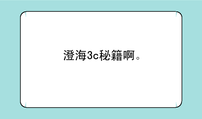 澄海3c秘籍啊。