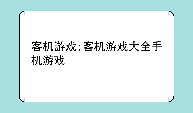 客机游戏;客机游戏大全手机游戏